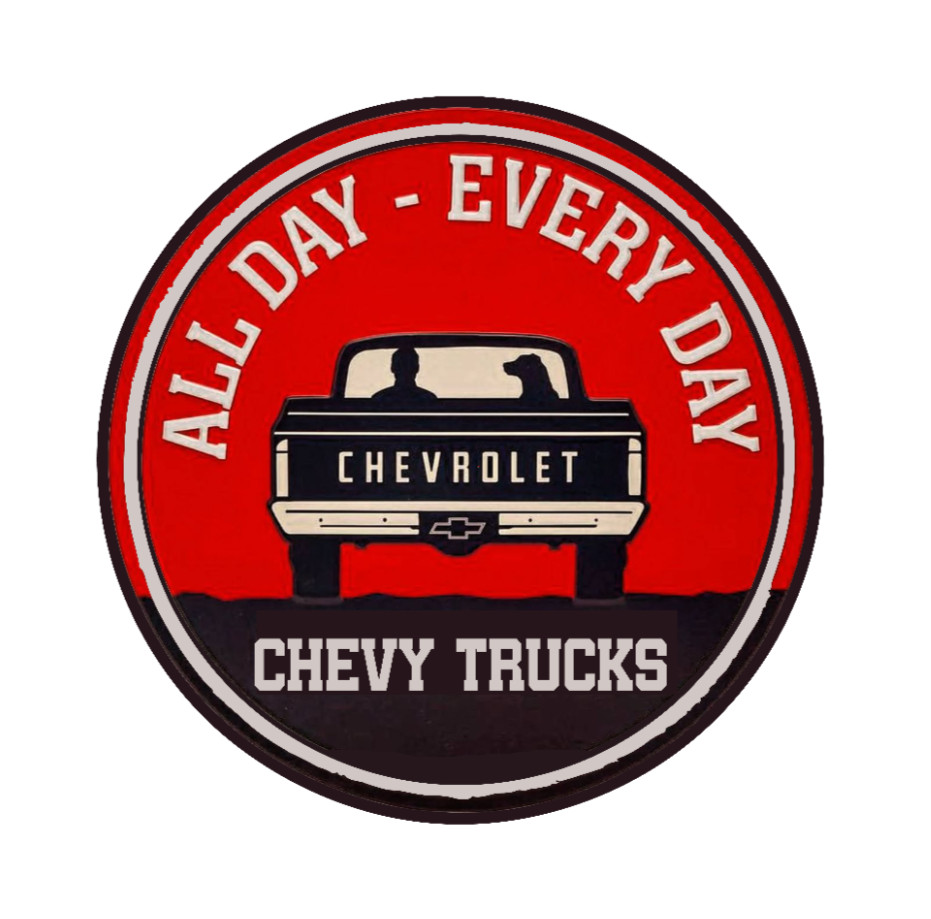 Car Classics "Chevy Trucks" – 4" Handcrafted Vinyl Decal Cooler Vehicle Laptop