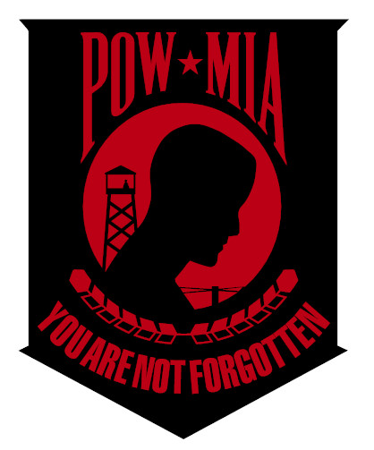 POW/MIA PRISONER OF WAR Vinyl Window Decal Sticker Black & Red color 5" x 6.3"