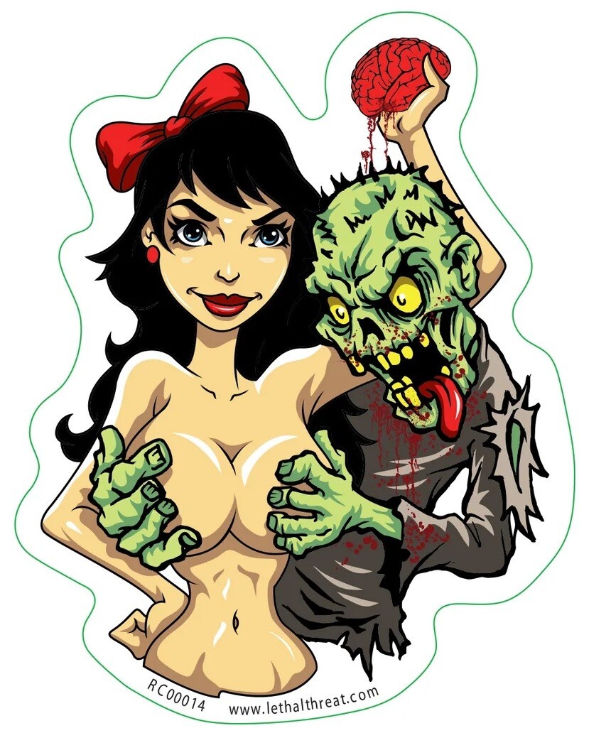 NEW LETHAL THREAT ZOMBIE LOVE MINI DECAL STICKER 2.5"x3.25" RC00014