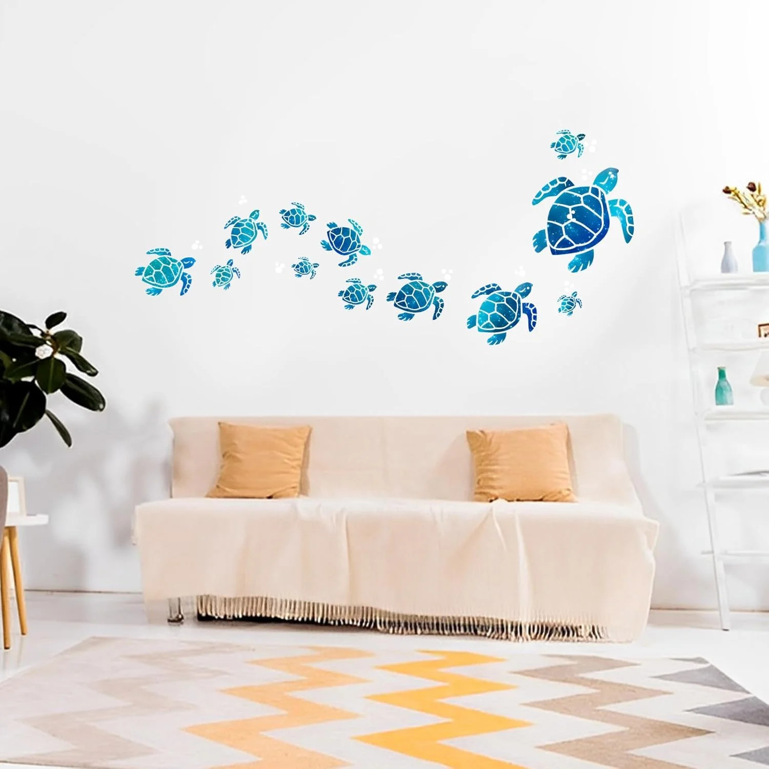 12 Pcs Turtle Stickers, Vinyl Ocean Sea Turtle Stickers Wall Decor, 12 Size Wate