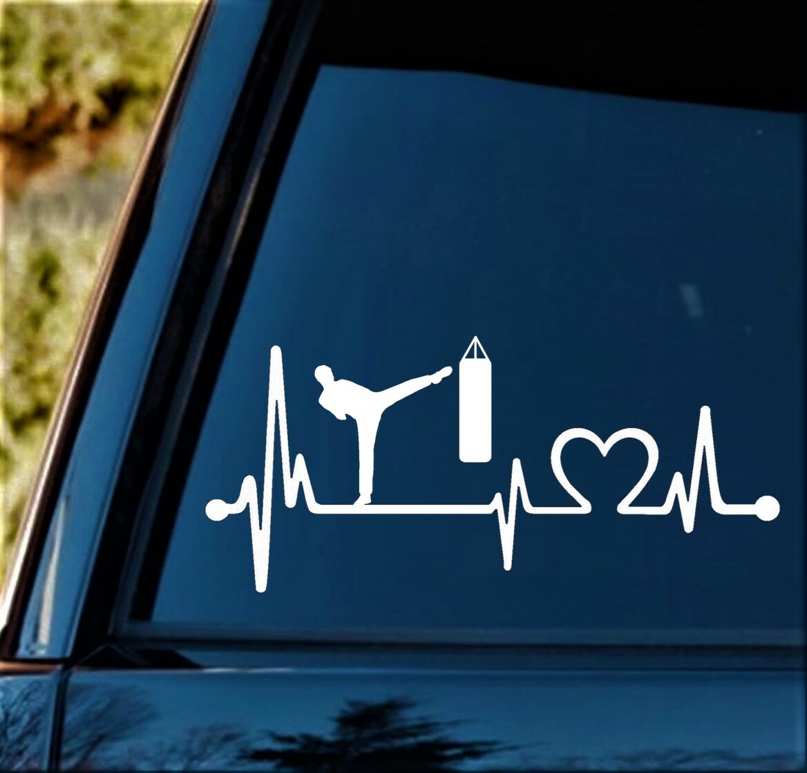 Kickboxing Cardio Boxing Heartbeat Lifeline Decal Sticker for Car Window | BG605