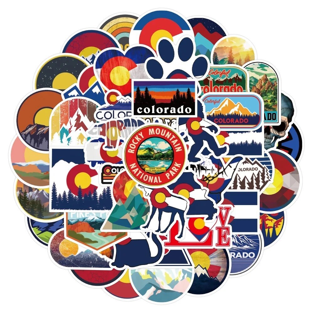50 Colorado Stickers CO Centennial State Decals Laptop Hydro Yeti Free Shipping!