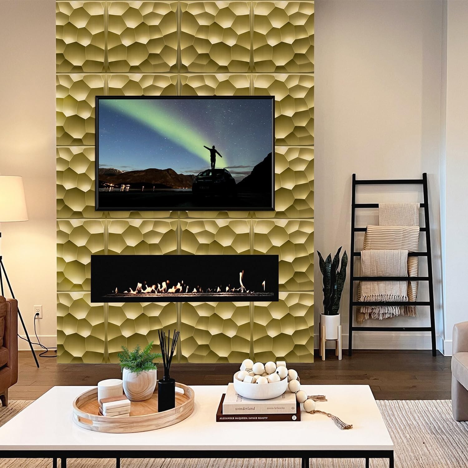 STICKGOO 3D Wall Panels for Interior Wall Decor, Gold Wall Decor Panels Peel