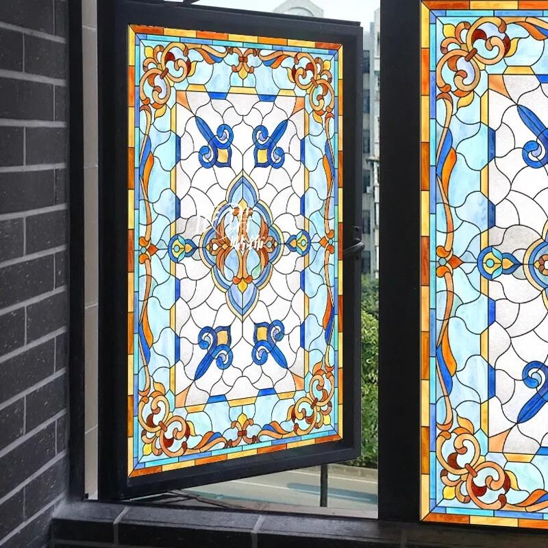 Vintage Self-adhesive Window Film Frosted Stained Privacy Glass Sticker Decor