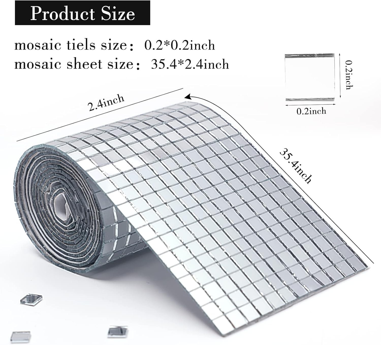 Glass Mirror Mosaic Tiles 5x5mm – 2160 PCS for Elegant Decoration
