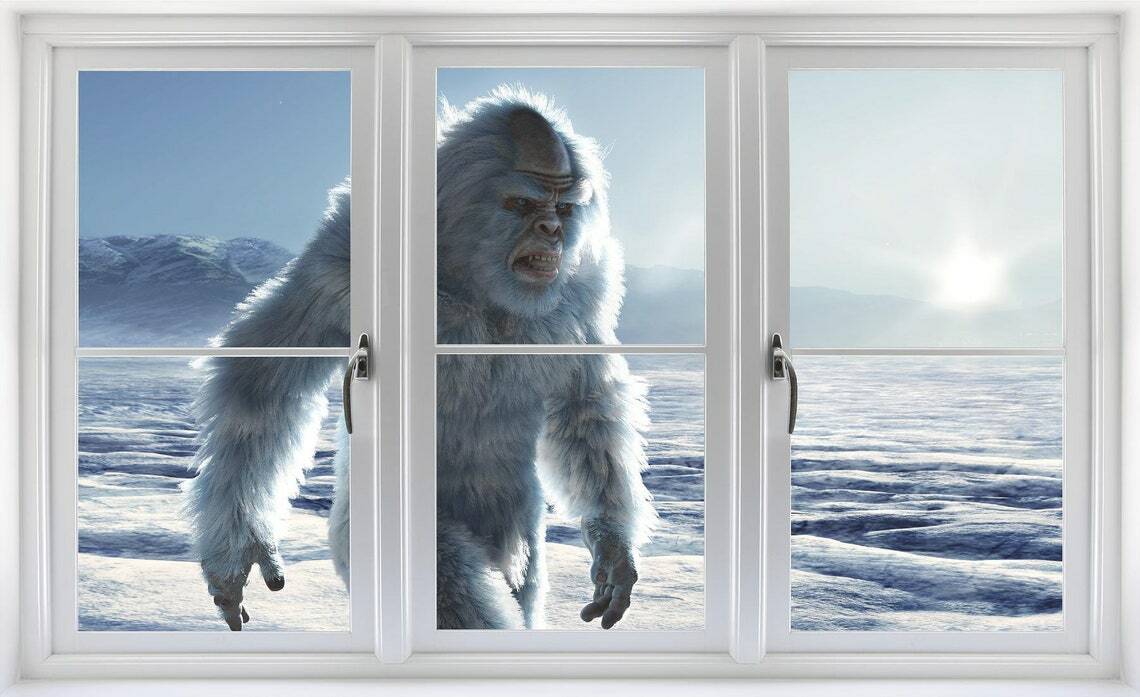 WindowScape Yeti Big Foot 3D Window Wall Decal Abominable Snowman Vinyl Sticker