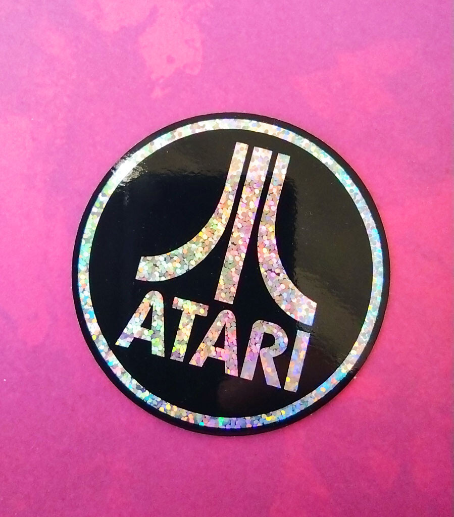 Atari Logo Sticker & Magnet Set Glitter Transparent Decal Retro Video Gaming