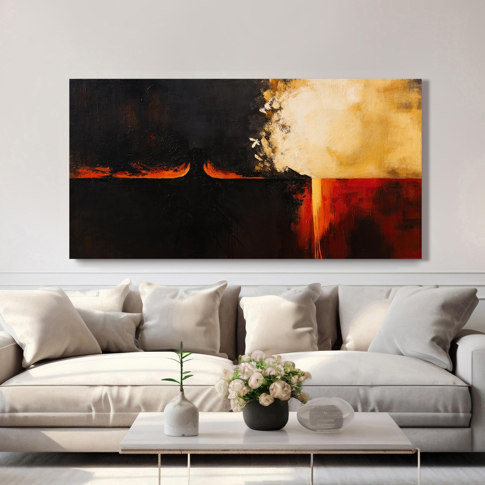 Canvas Wall Art Decor Large Wall Art Pictures For Living Room Black Red Vinta…