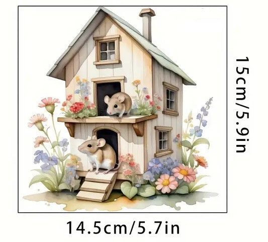 Two Story Mouse House – Reusable Outlet Decal 5.9" x 5.7" – Ship Included