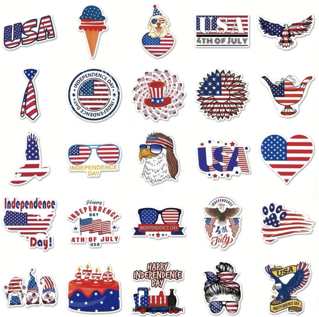 10 Matte Stickers- 1”-2.5”inch USA American Independence Celebration Freedom