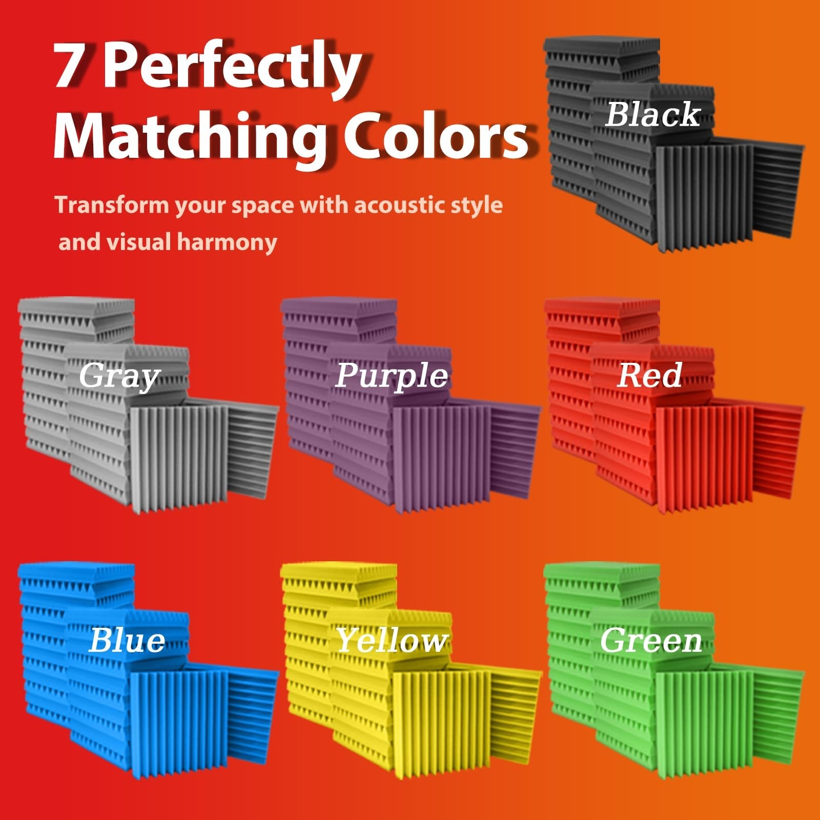 12 Pack Acoustic Panels – Sound Proof Foam Panels for Wall 12"x12"x1", Fla