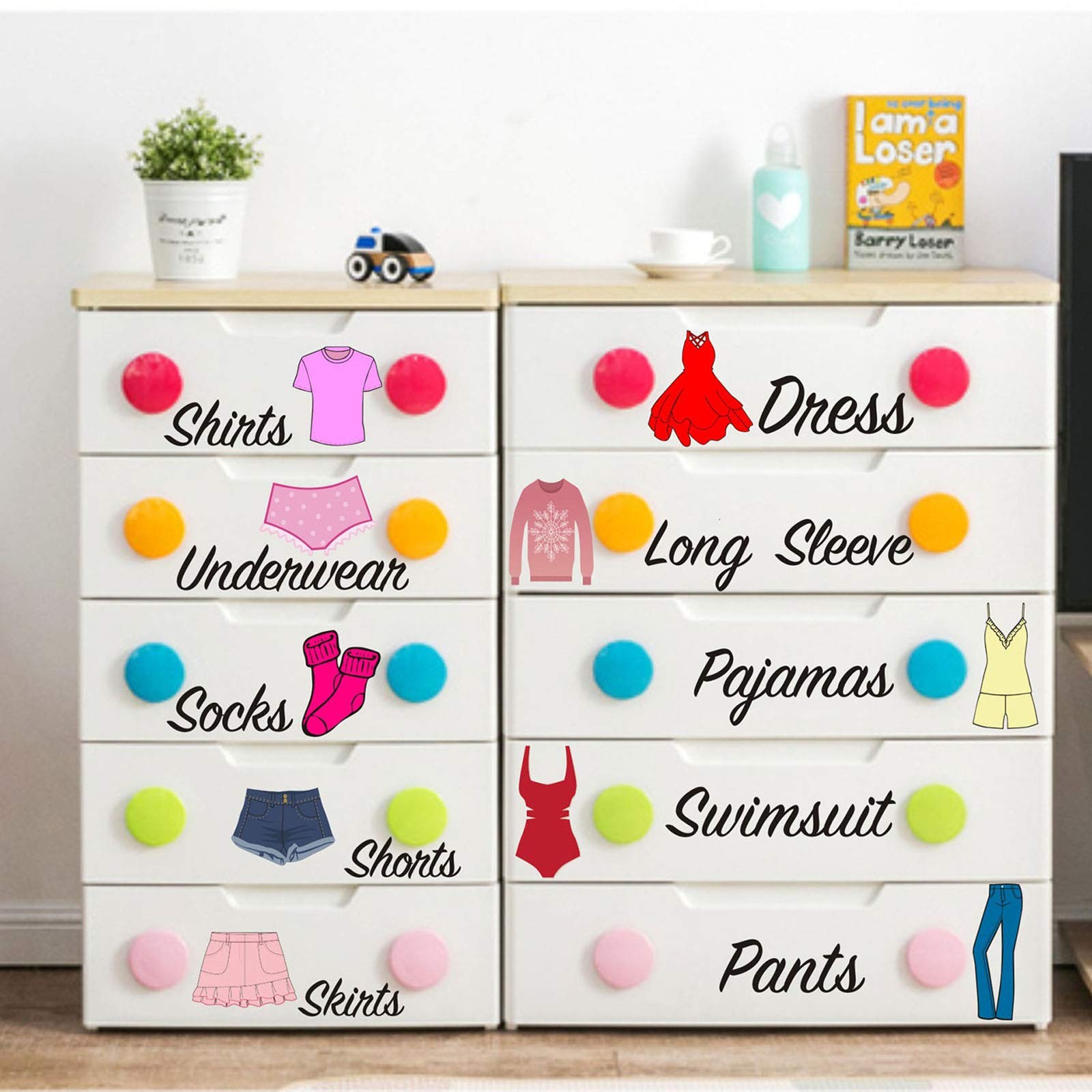 Dresser Clothing Decal Girl Dresser Labels for Bedroom Decor Drawer Organizin…
