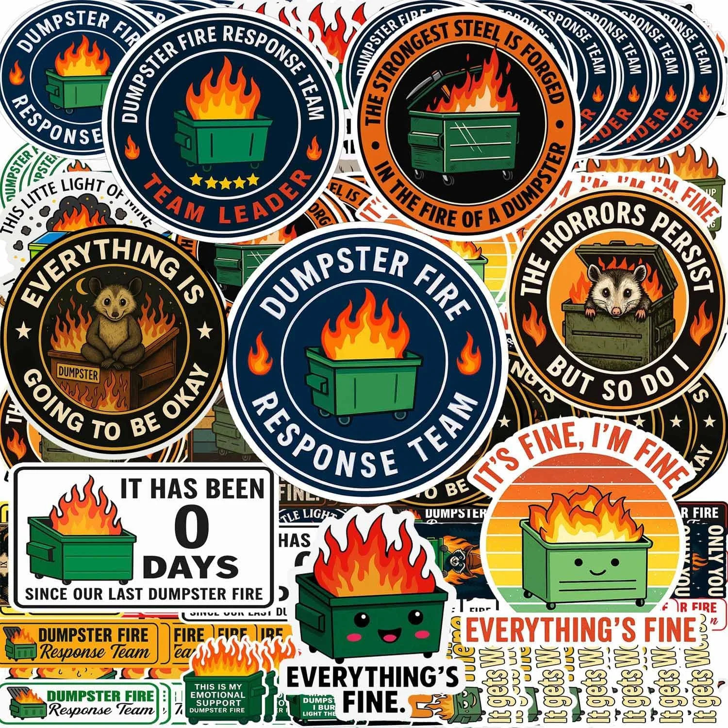 215Pcs Dumpster Fire Response Team Sticker – The Strongest Steel is Forged in Th