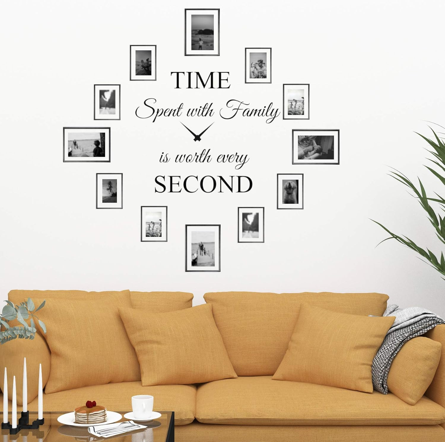 Time Spent with Family Is Worth Every Second Wall Decal Decor Clock Family Quote