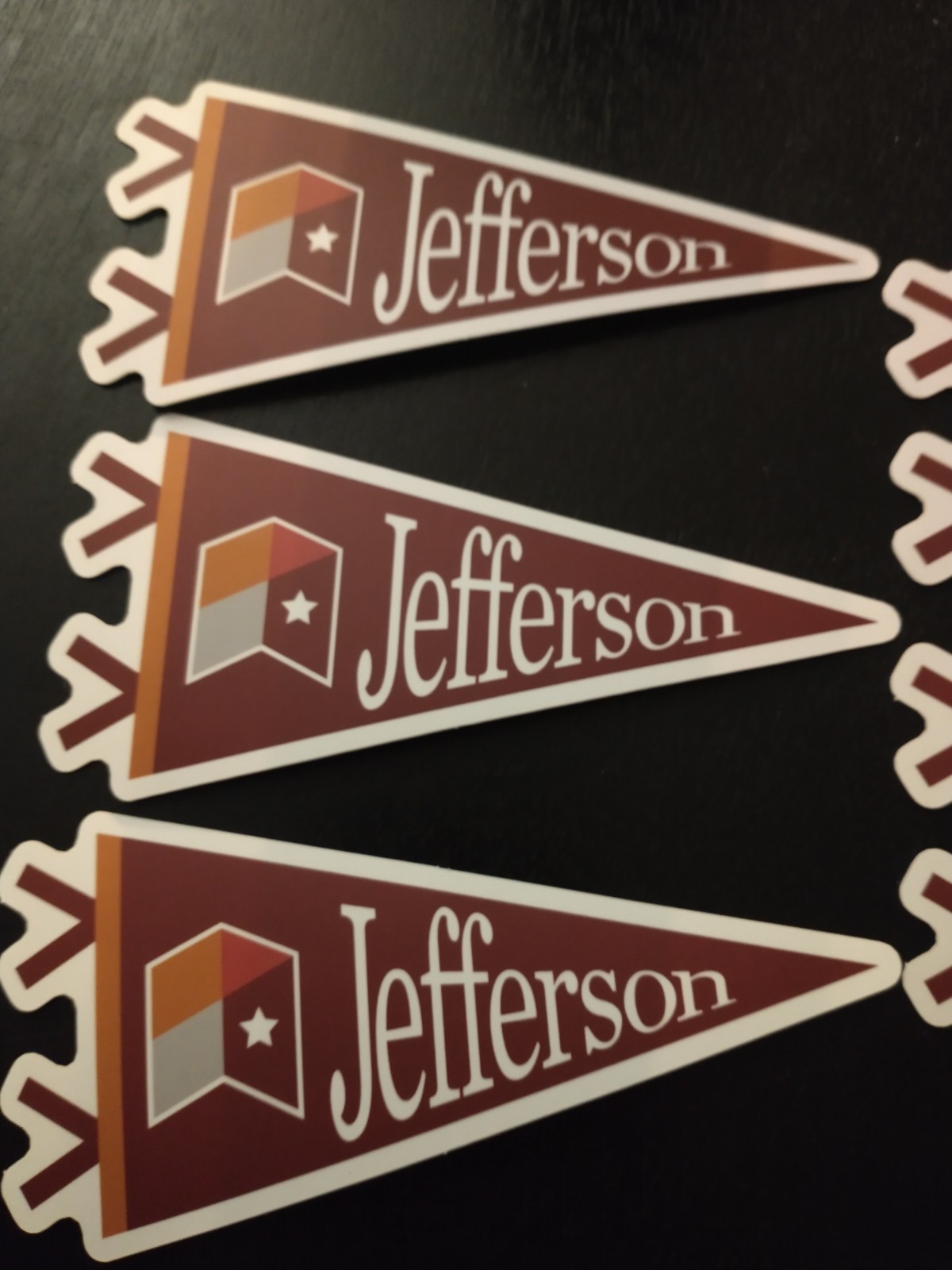 FREE SHIP. Lot Of 5 Jefferson College 5 Inch Pennant Sticker/Tumbler Decal NCAA