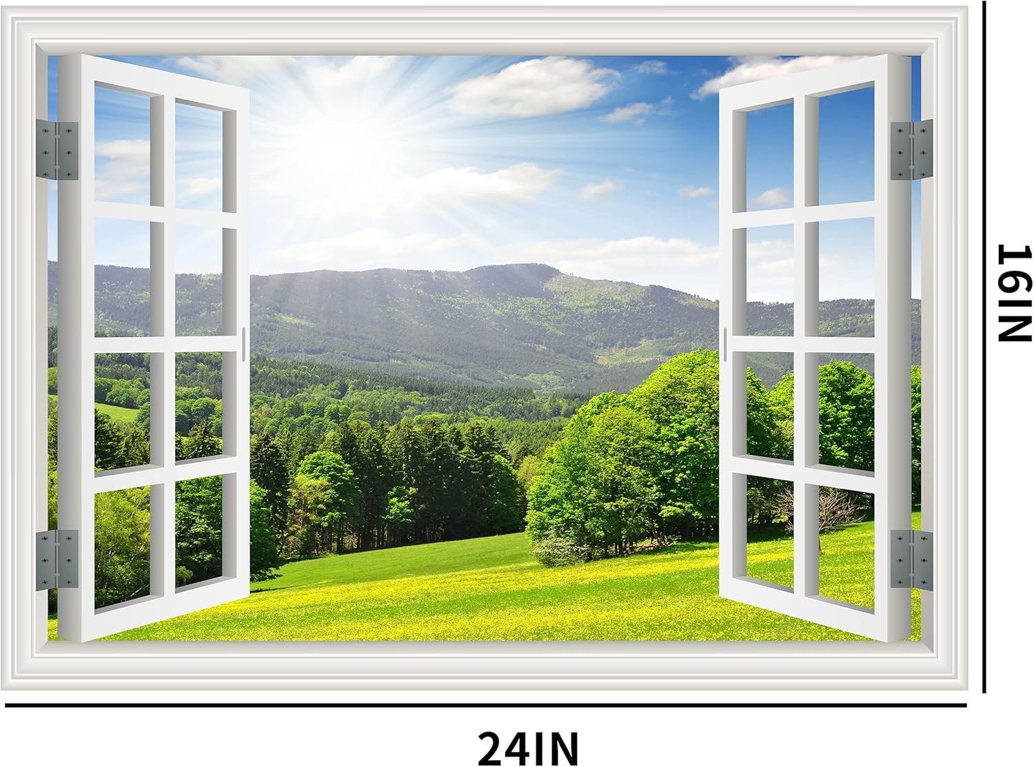 Faux Window Wall Mural – Landscape Stick and Peel Decor, 16×24 for Bright Spaces