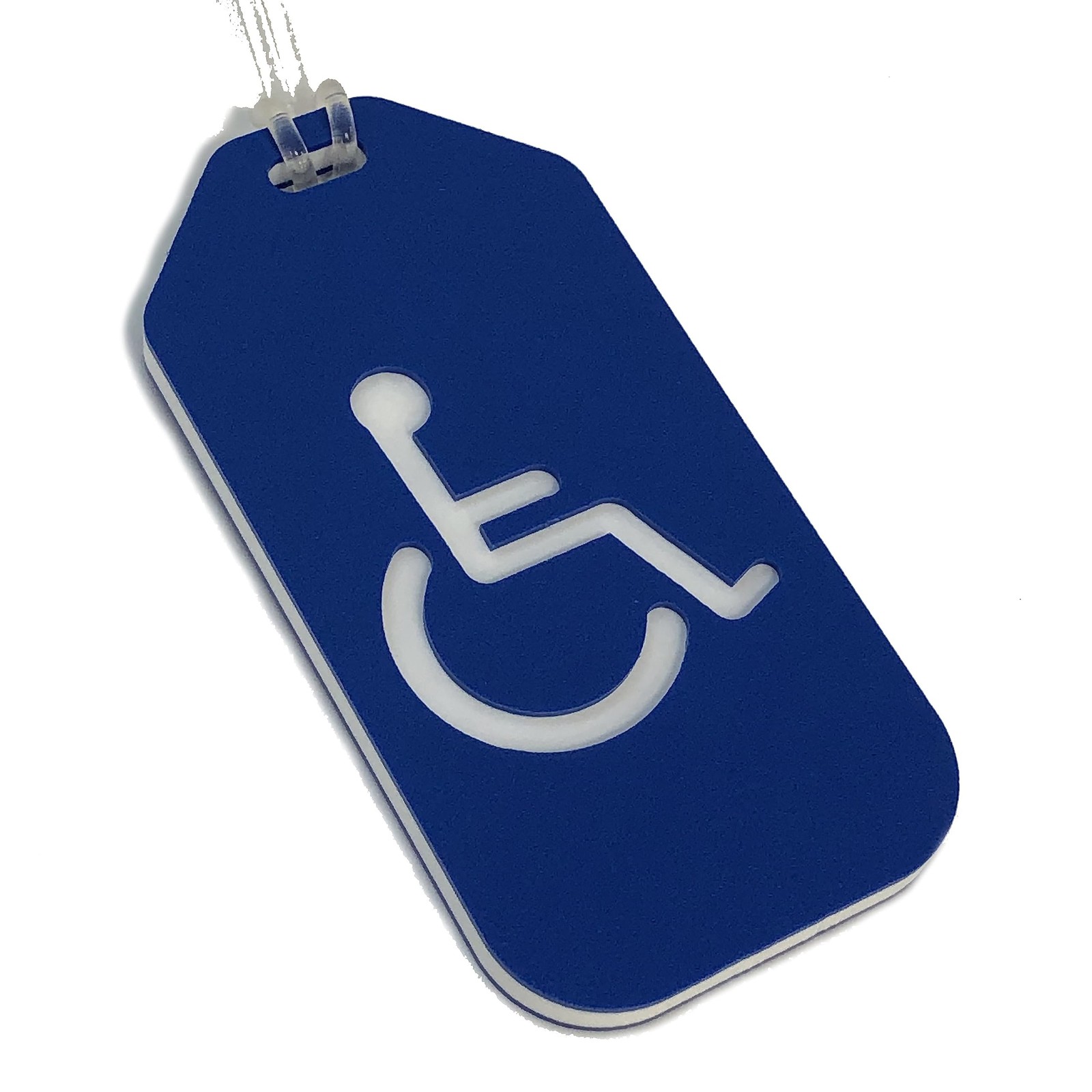 Handicap Luggage Tag, 2" x 4" solid plastic durable wheelchair sign for trave…