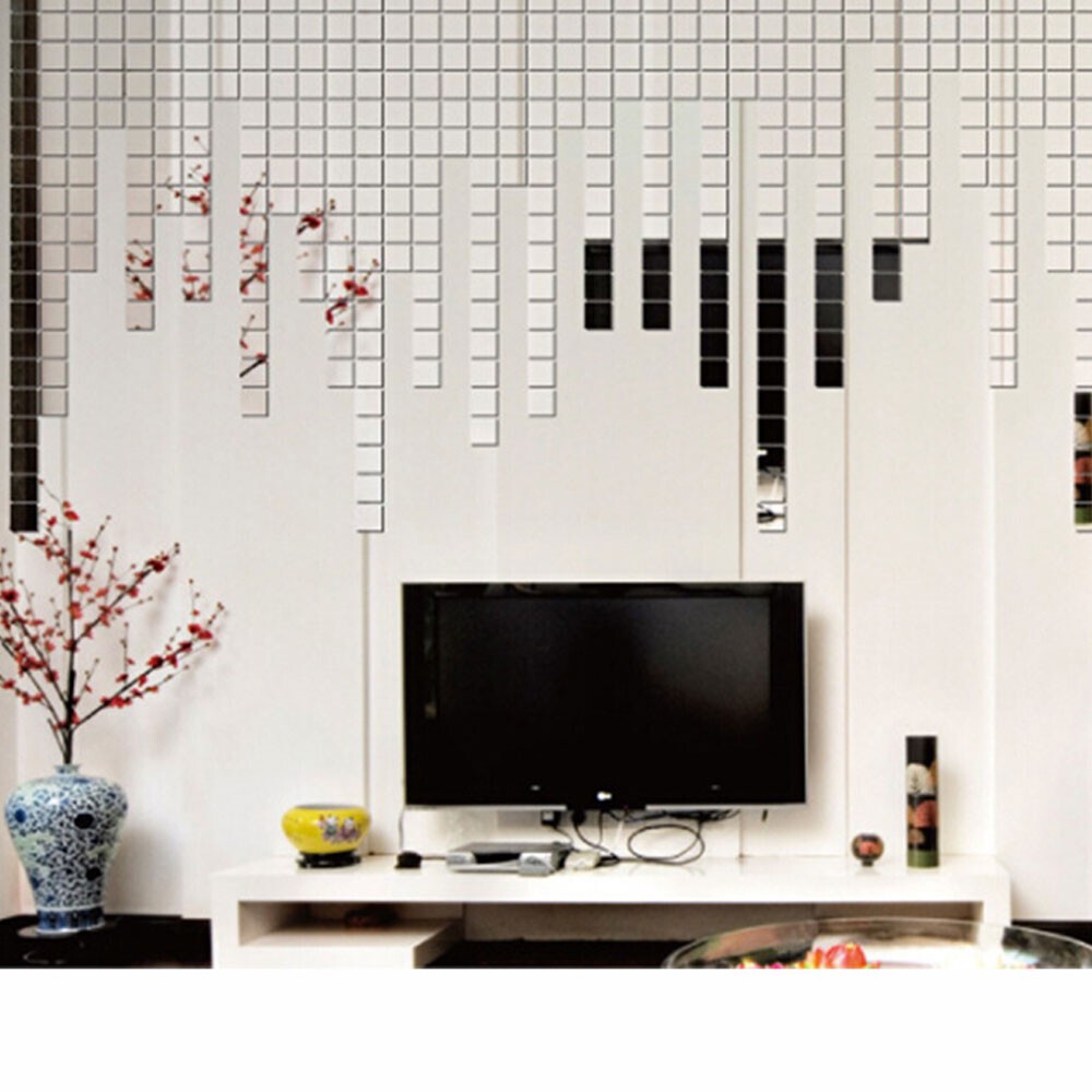 200Pcs 0.8" Square Acrylic Mirror Wall Stickers Decal Art Murals DIY Home Decor