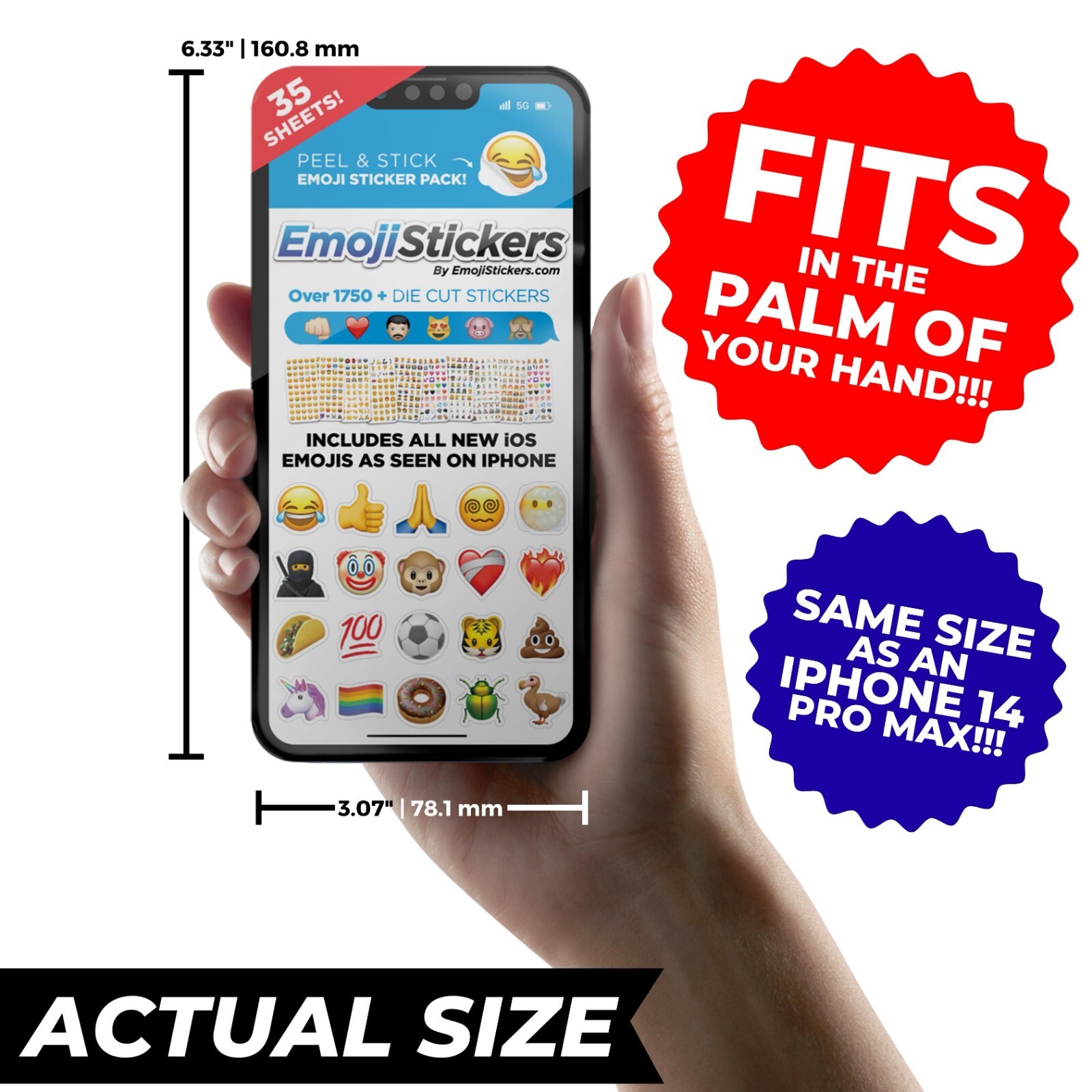 Emoji Sticker Pack 1750 Die-Cut Emoji Stickers Includes all iOS 16 2023 Emojis!!