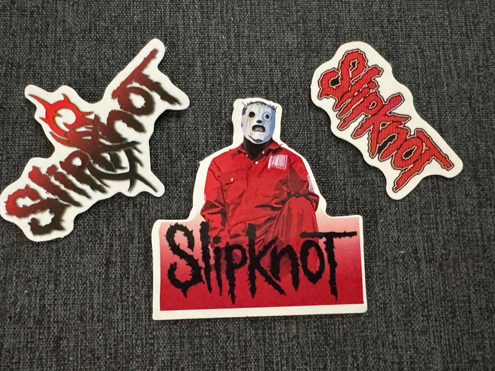 Lot of (3) SLIPKNOT 1" to 3" Black Red White Logo Stickers FAST! FREE!