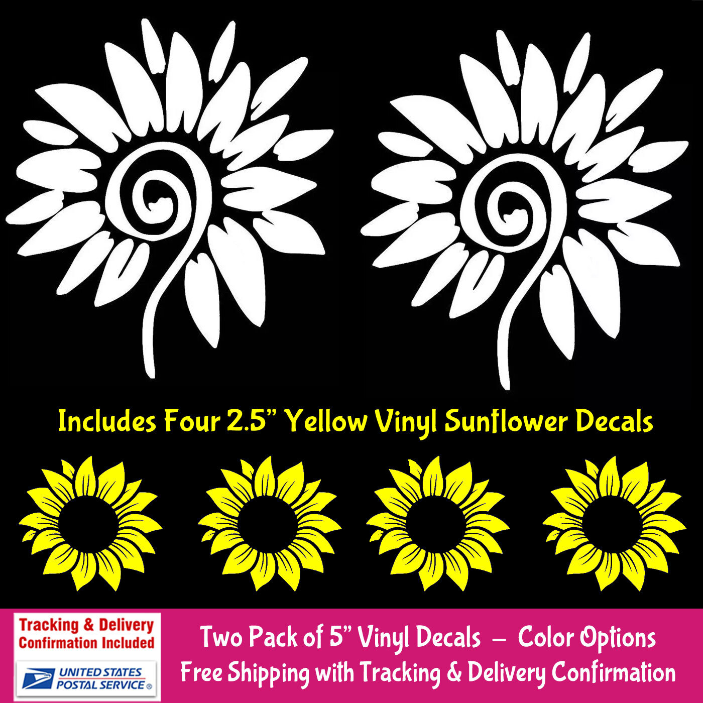 Sunflower Burst Graphic Vinyl Decal Car Window Laptop Tablet Tumblers Notebook