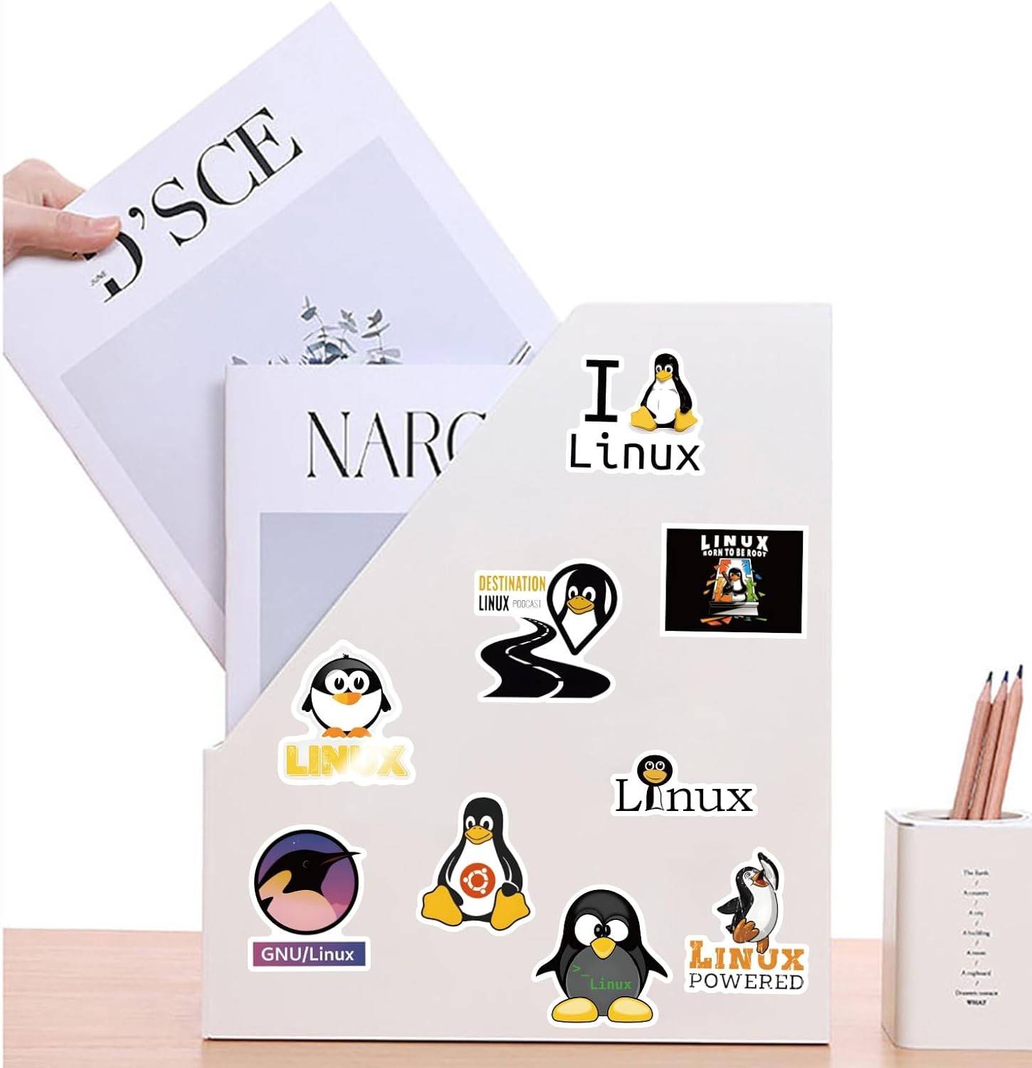 Linux Stickers 62pcs Work Decals Aesthetic Waterproof Vinyl Pack White