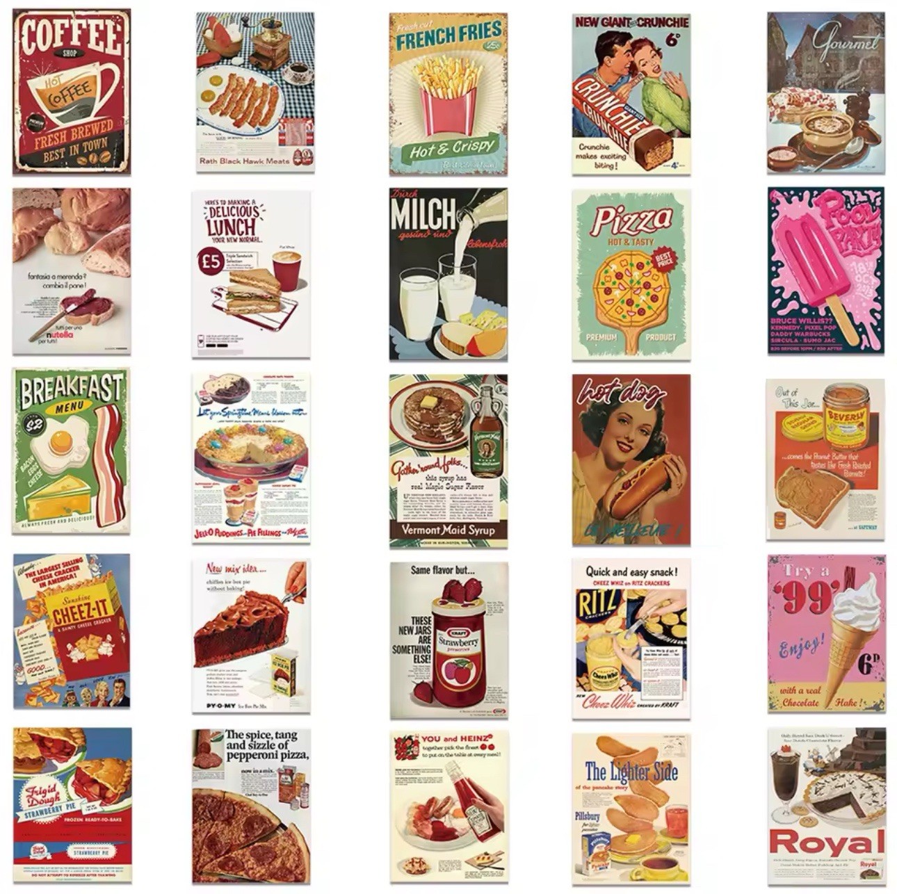 50 PACK PCS Vintage Nostalgia Retro Antique Food Drinks Ads Labels Stickers Lot