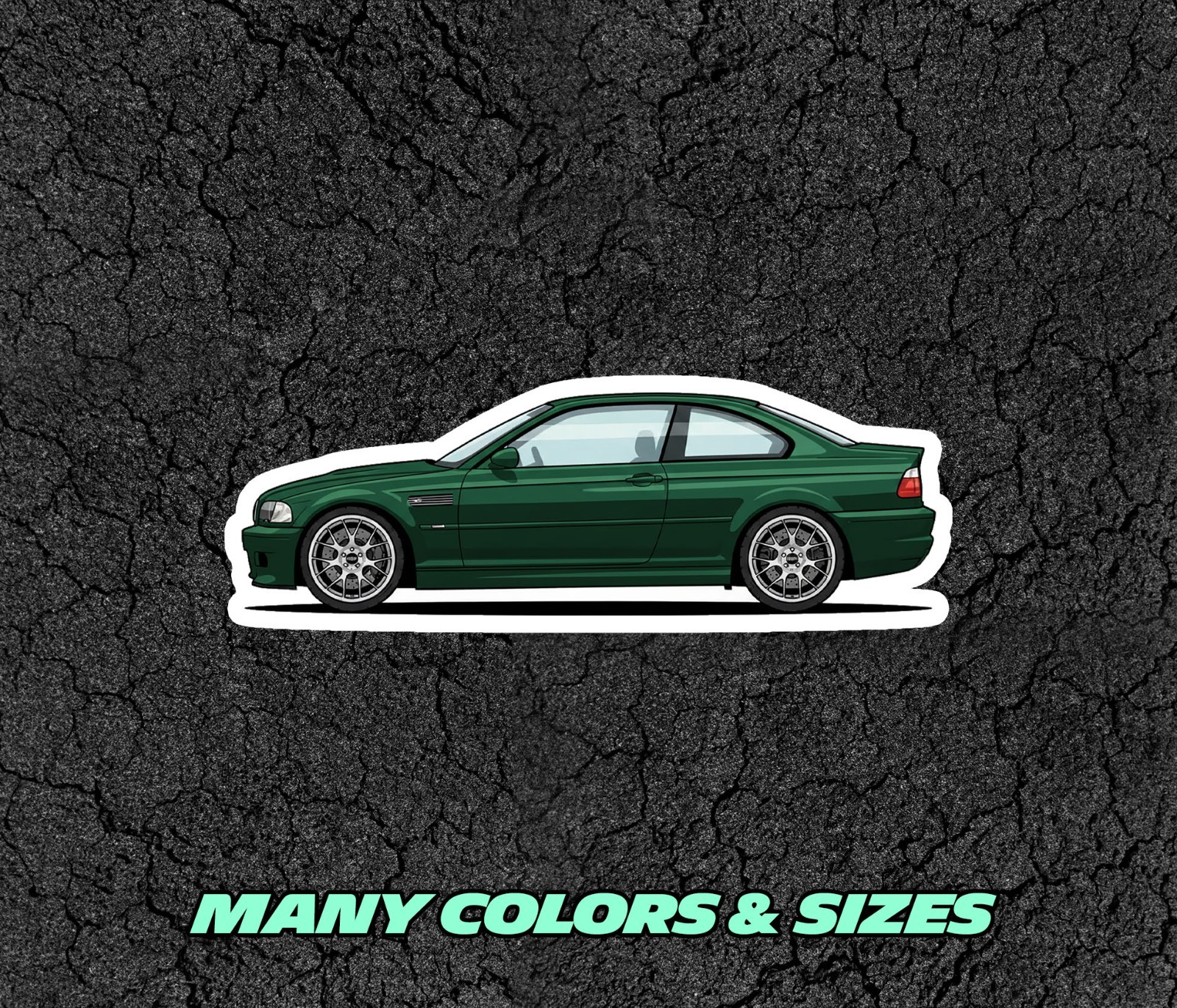 BMW M3 E46 Car Profile Sticker for Laptop, Phone Case, Book, Window, Kids etc.