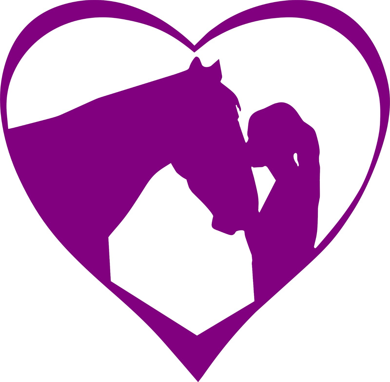 Horse with a girl in a heart decal In your choice of color 4.5 x 4.5