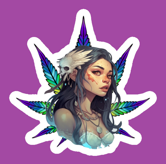 Native American Stoner Weed Smoker Sticker Vinyl Laptop Indigenous Art
