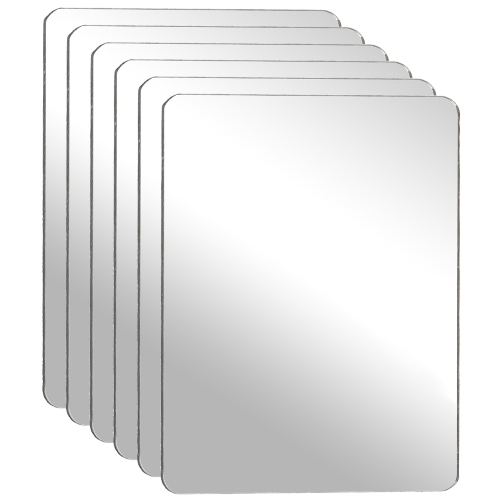 6Pcs Acrylic Mirror Sheet, 2×1.6" Rectangle Self Adhesive Mirror
