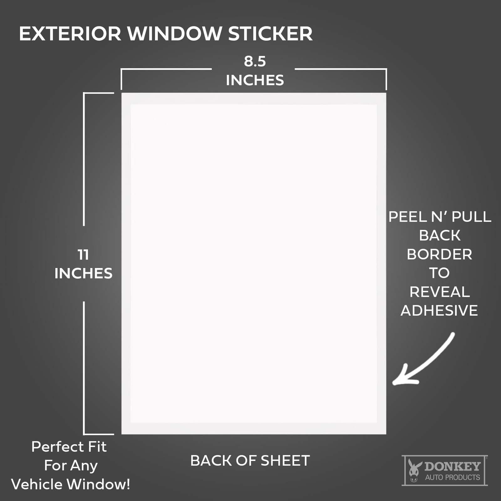 Window Stickers for Car Dealers -Plain Blank White – Exterior, 'Outdoor' | 8….