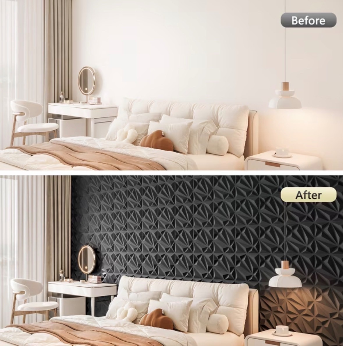 33pcs 3D Wall Panels, 11.8"x11.8", PVC Material, Lightweight & Fire Resistant