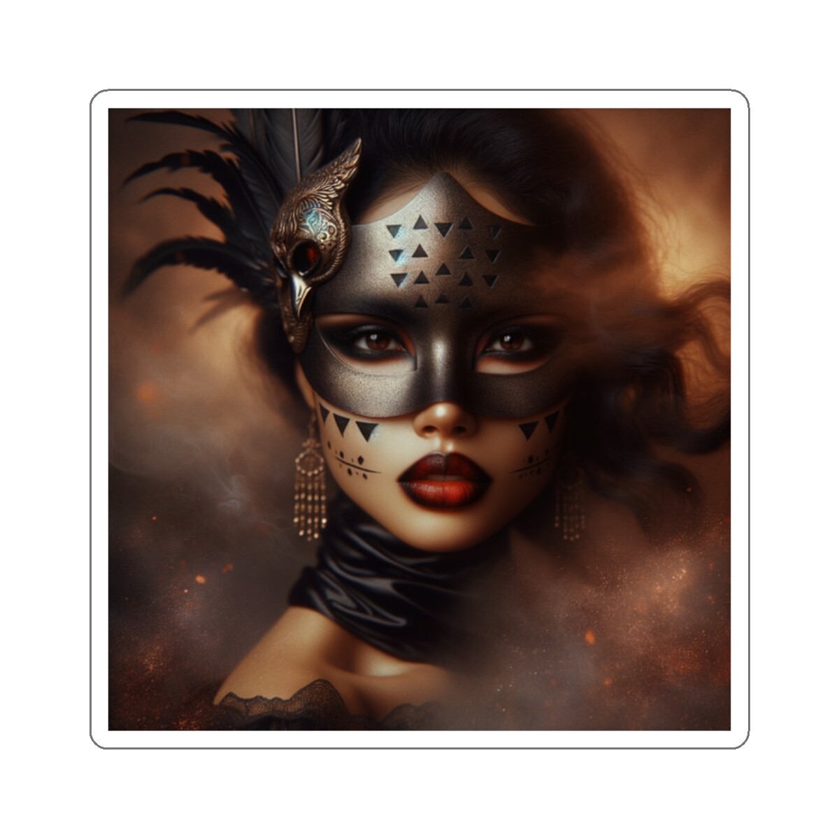 Sticker Fantasy Woman Masked Portrait Artwork 2×2 3×3 4×4 6×6
