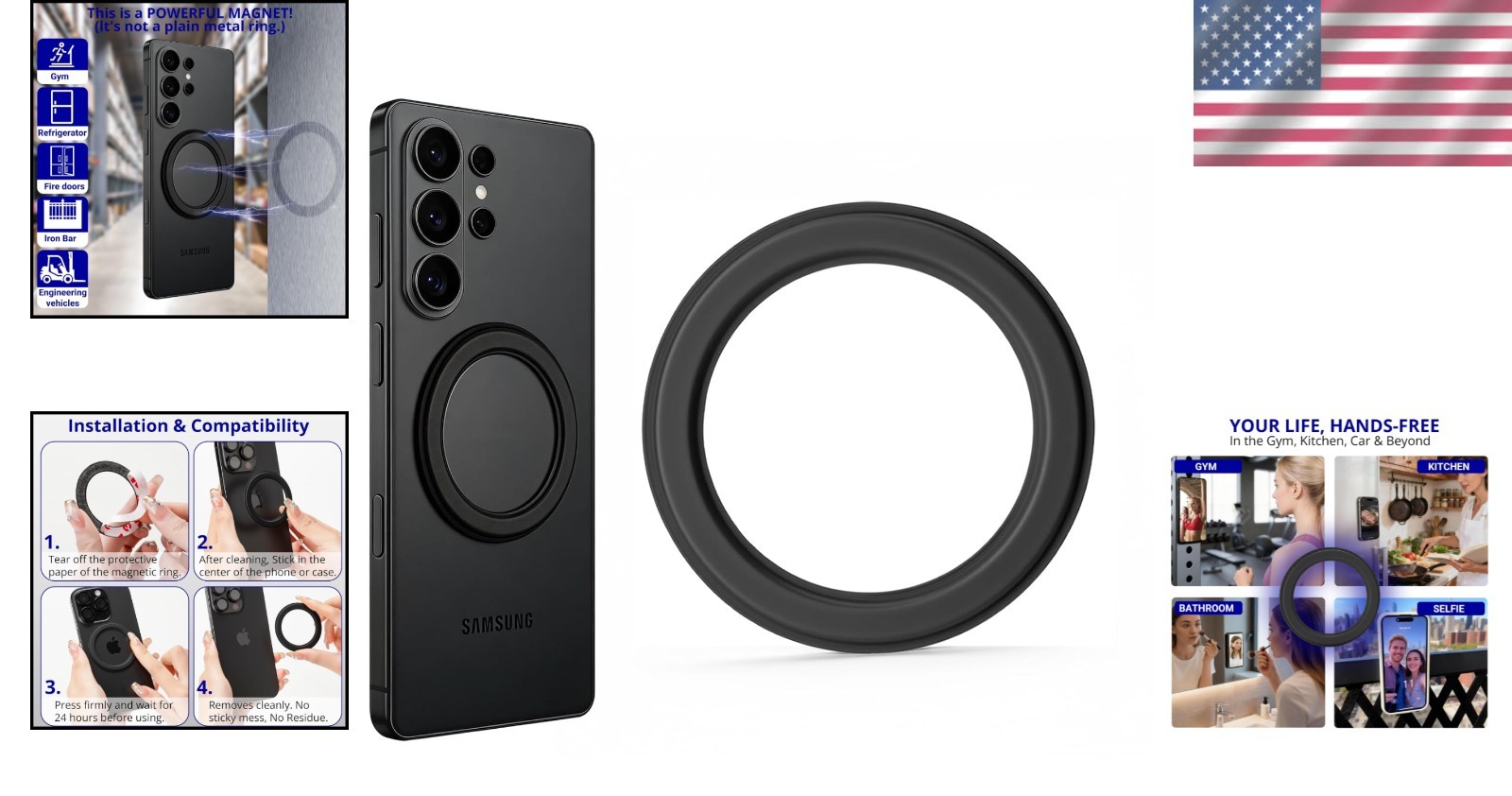 Sleek Magnetic Ring for Effortless Phone Mounting – Wireless Charging Ready