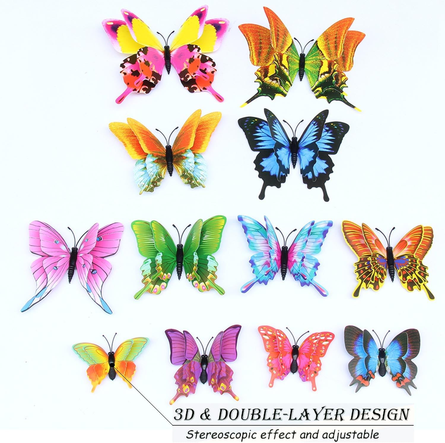 Butterfly Wall Decor 24/48 PCS, 3D Butterflies Stickers for Party Decorations wi