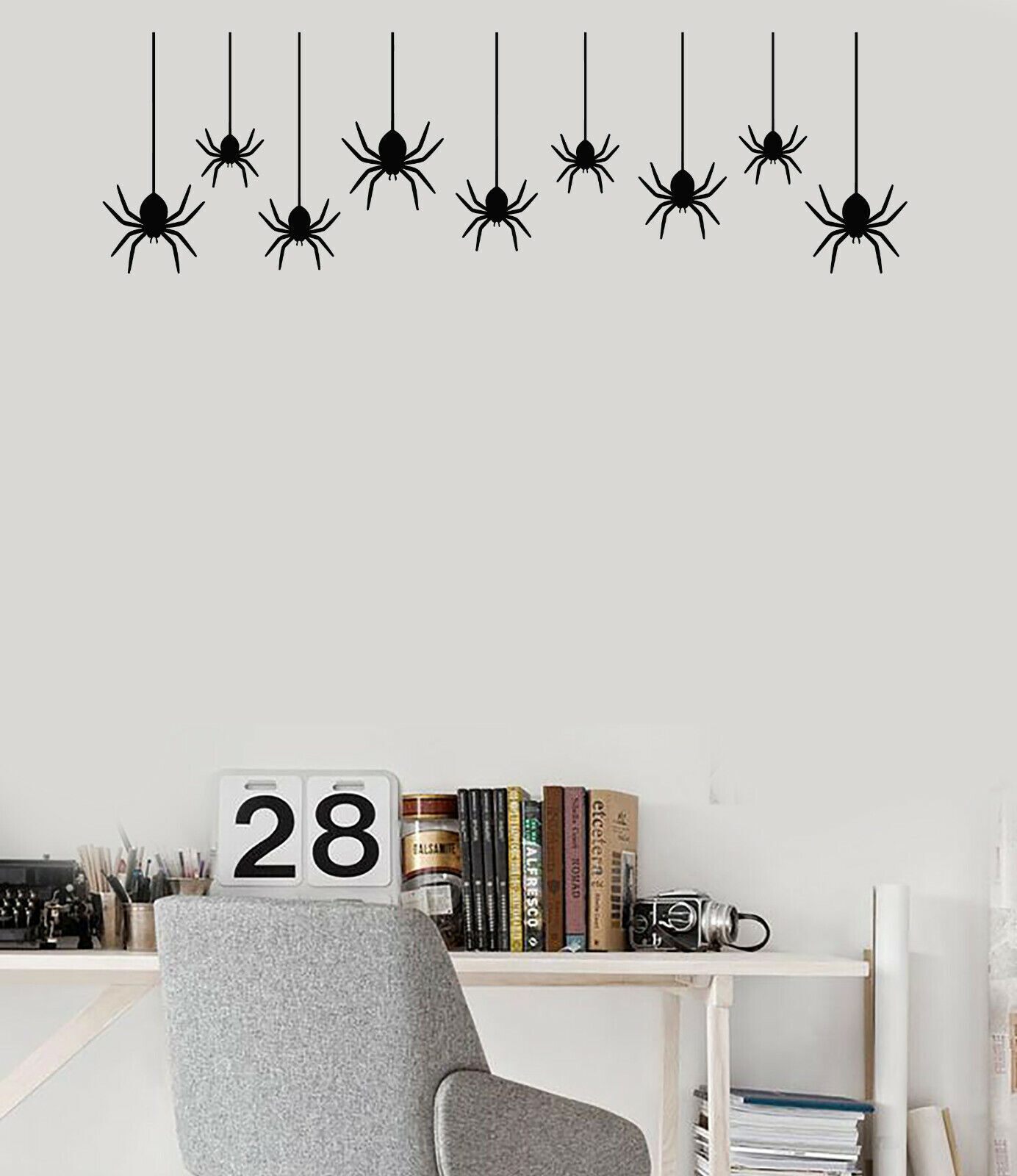 Vinyl Wall Decal Halloween Party Decor Spiders Spider Web Stickers (3649ig)