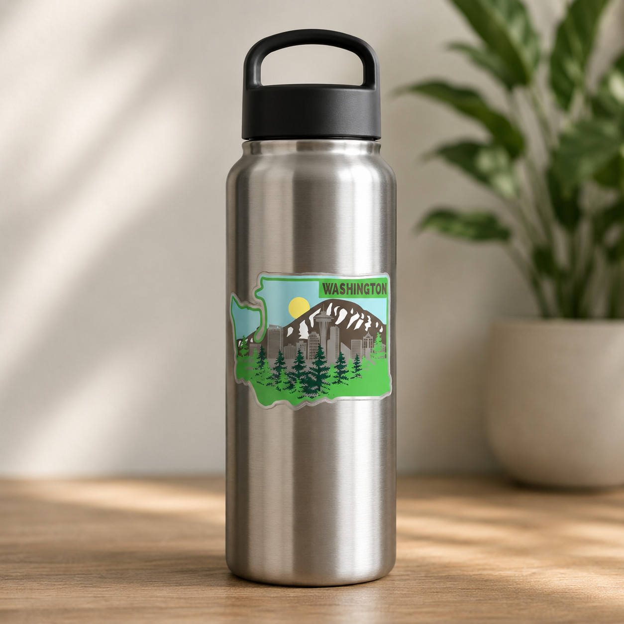 Washington State Vinyl Sticker 4×2.75 Inches – Waterproof, Glossy, Durable