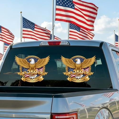Packs USA50th Anniversary Car Window Decal Sticker, 1776-06 American Flag 2