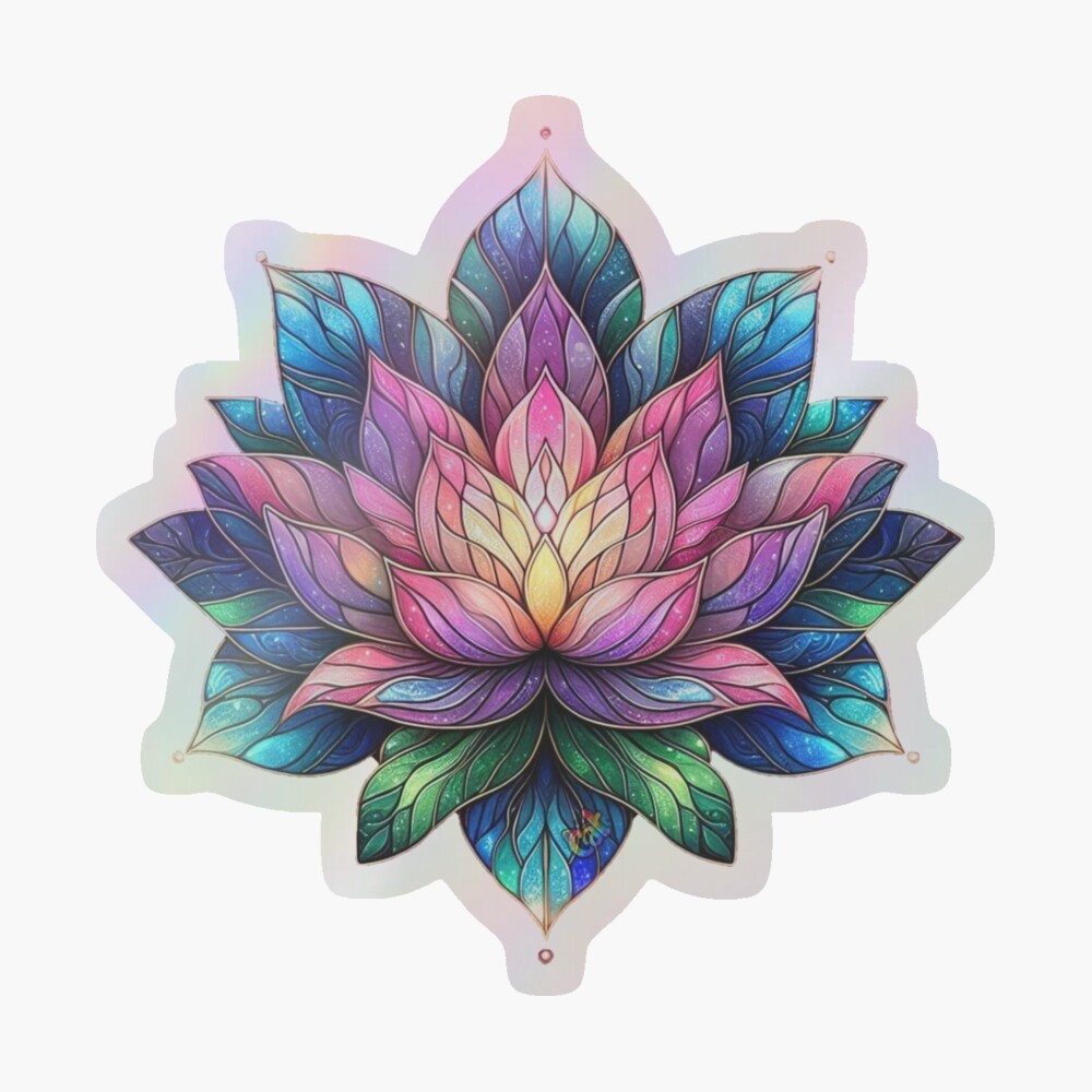 Starlight Lotus Holographic Sticker by C Autumn Trapp Original Art 3" x 3"