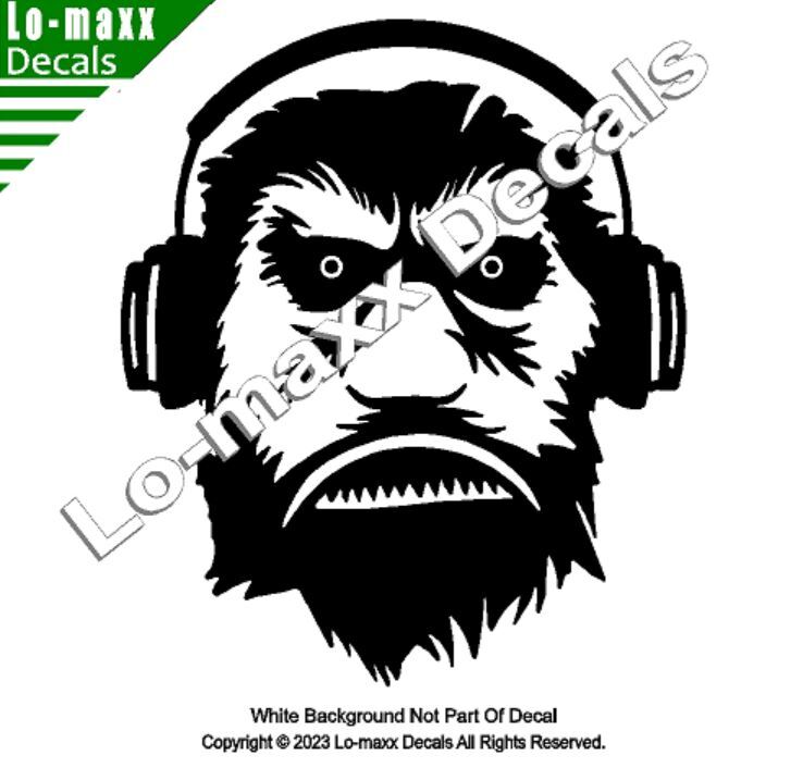 Bigfoot With Headphones Custom Graphic Design Original Die Cut Vinyl Decal