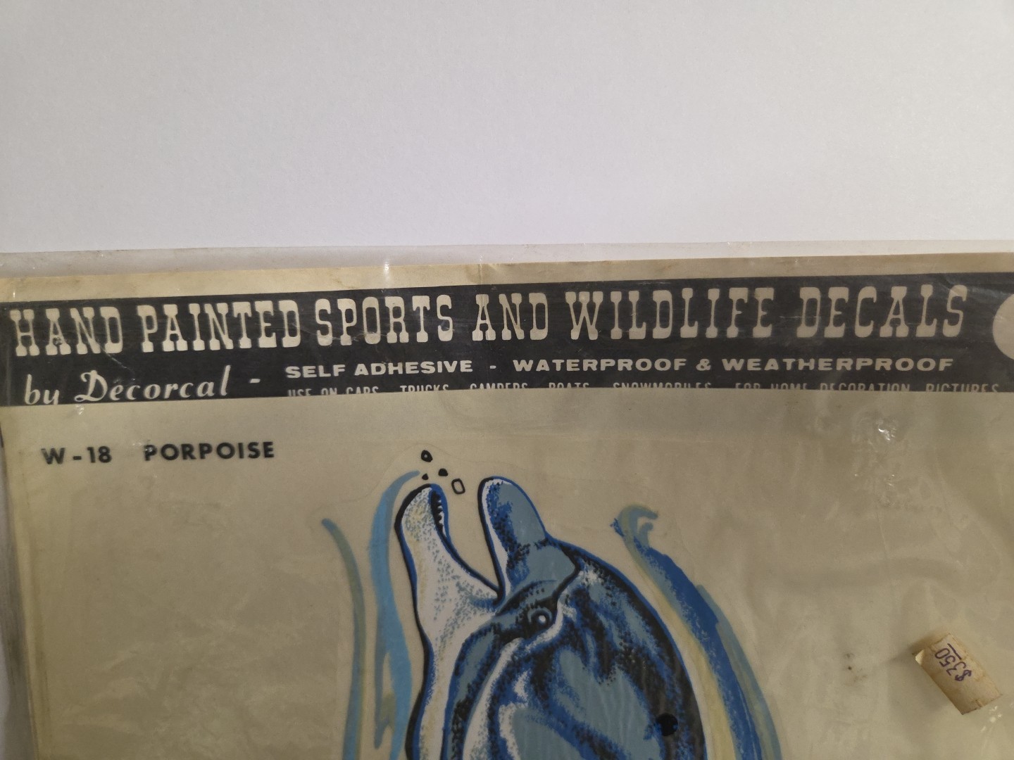 Vintage 1970's NOS Hand Painted Sports And Wildlife Decals W-18 PORPOISE 10×17