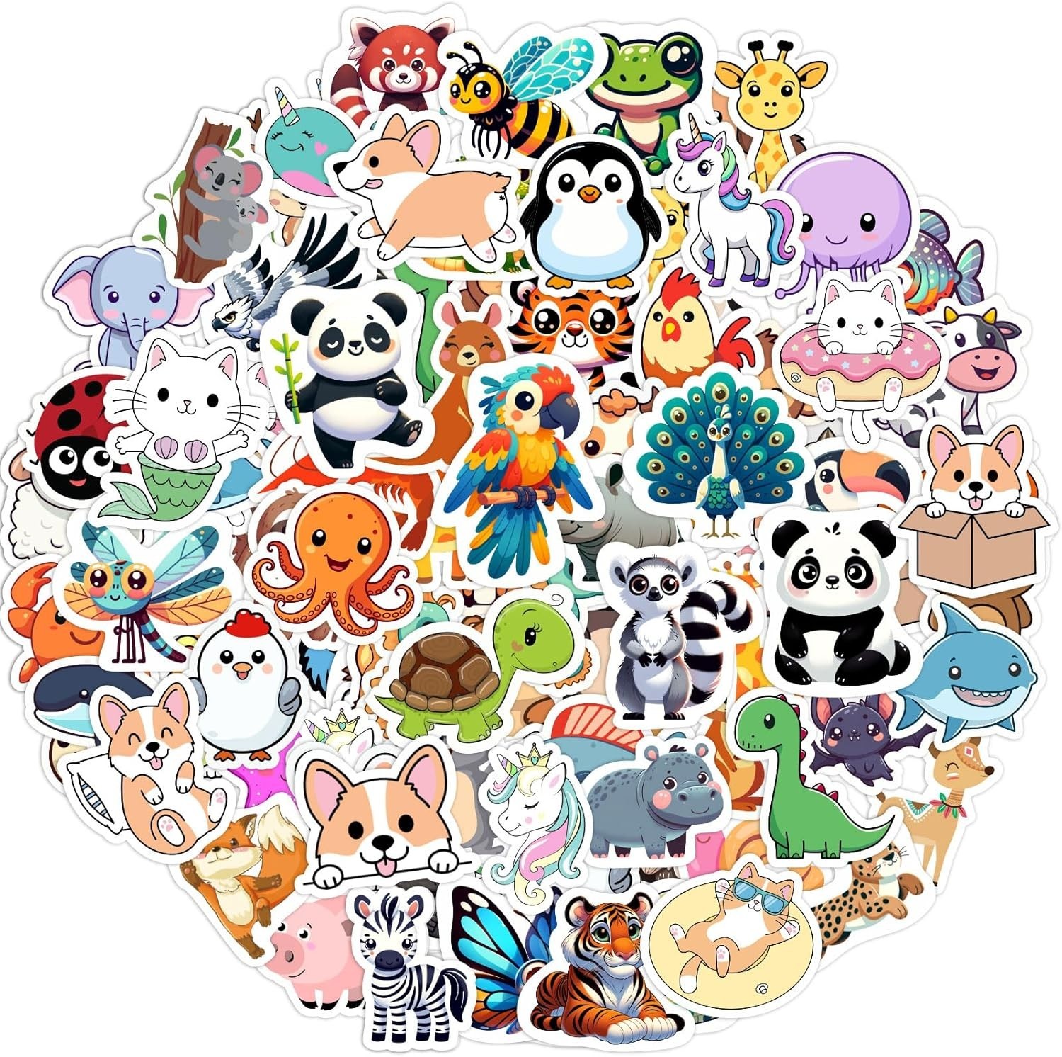 100PCS Kids Water Bottle Stickers Waterproof Vinyl Animal Laptop Decals