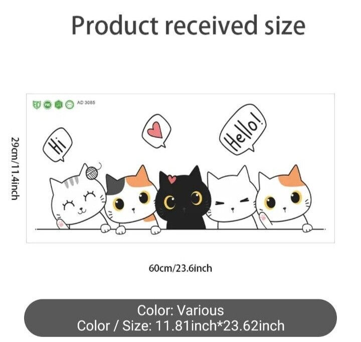 1 pc Cute Children Room Bedroom Decor Kitten Door Sticker