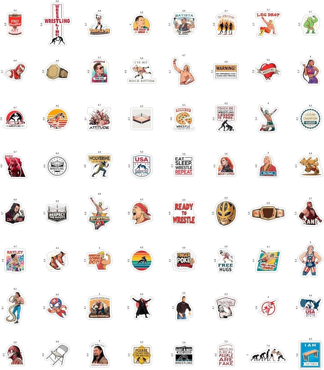100Pcs Wrestling Stickers Pack – Fighter Vinyl Decals, Water Bottle, Laptop –…