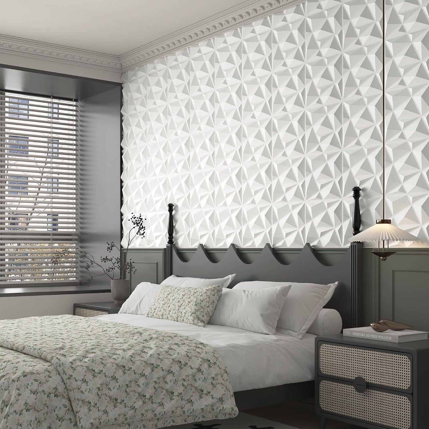 33 Pack 3D Wall Panels Modern Diamond Textured Design Interior Wall Decor in