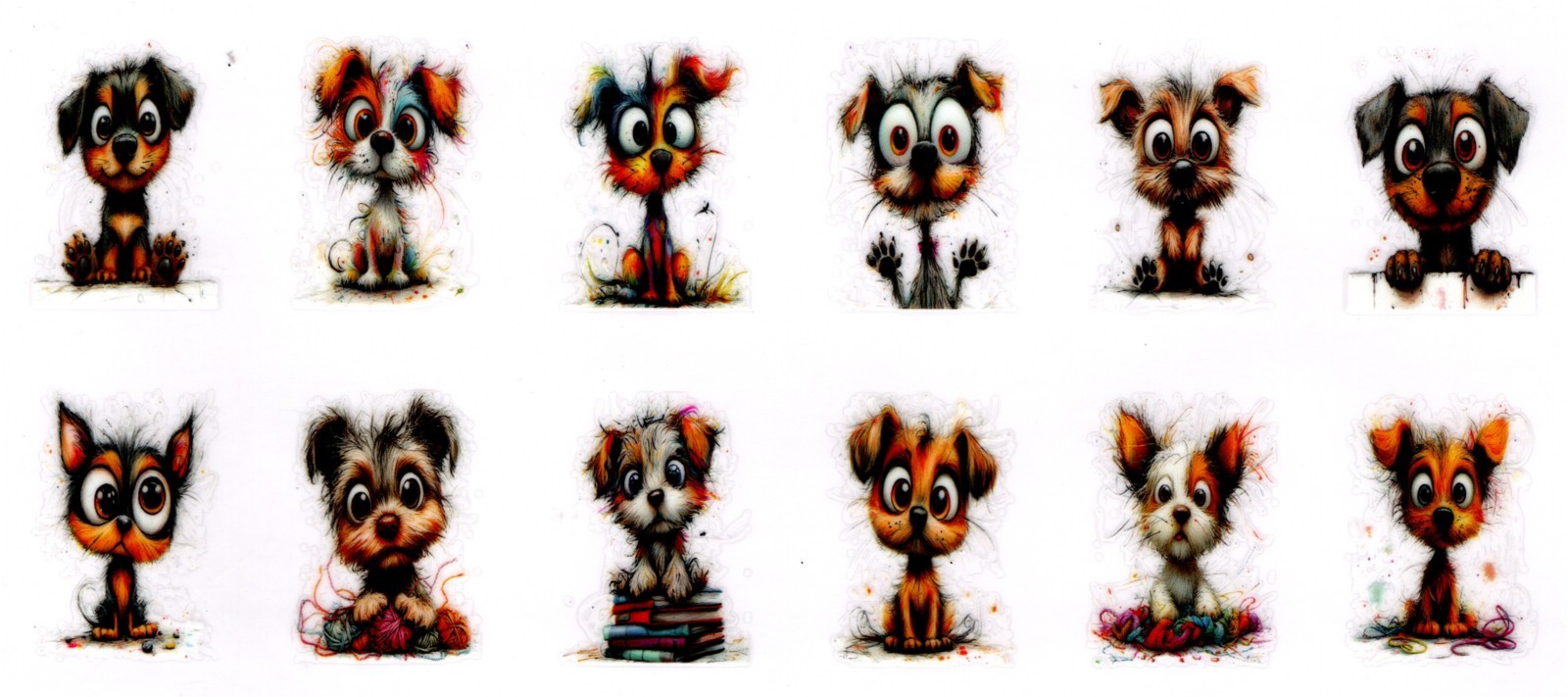 4 Sheets Cats, Dogs, Cows, Turtles UV DTF Stickers for Keychains, Coasters – 07