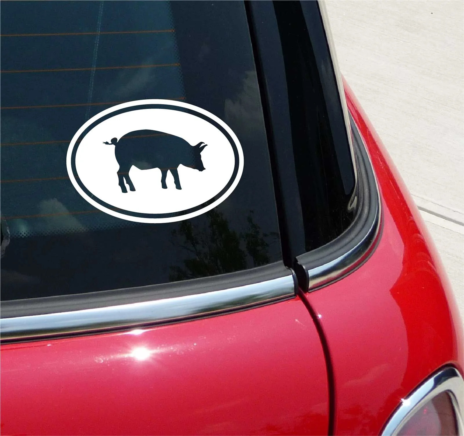 Euro Pig Farm Bacon Graphic Decal Sticker Car Wall Oval NOT Two Colors