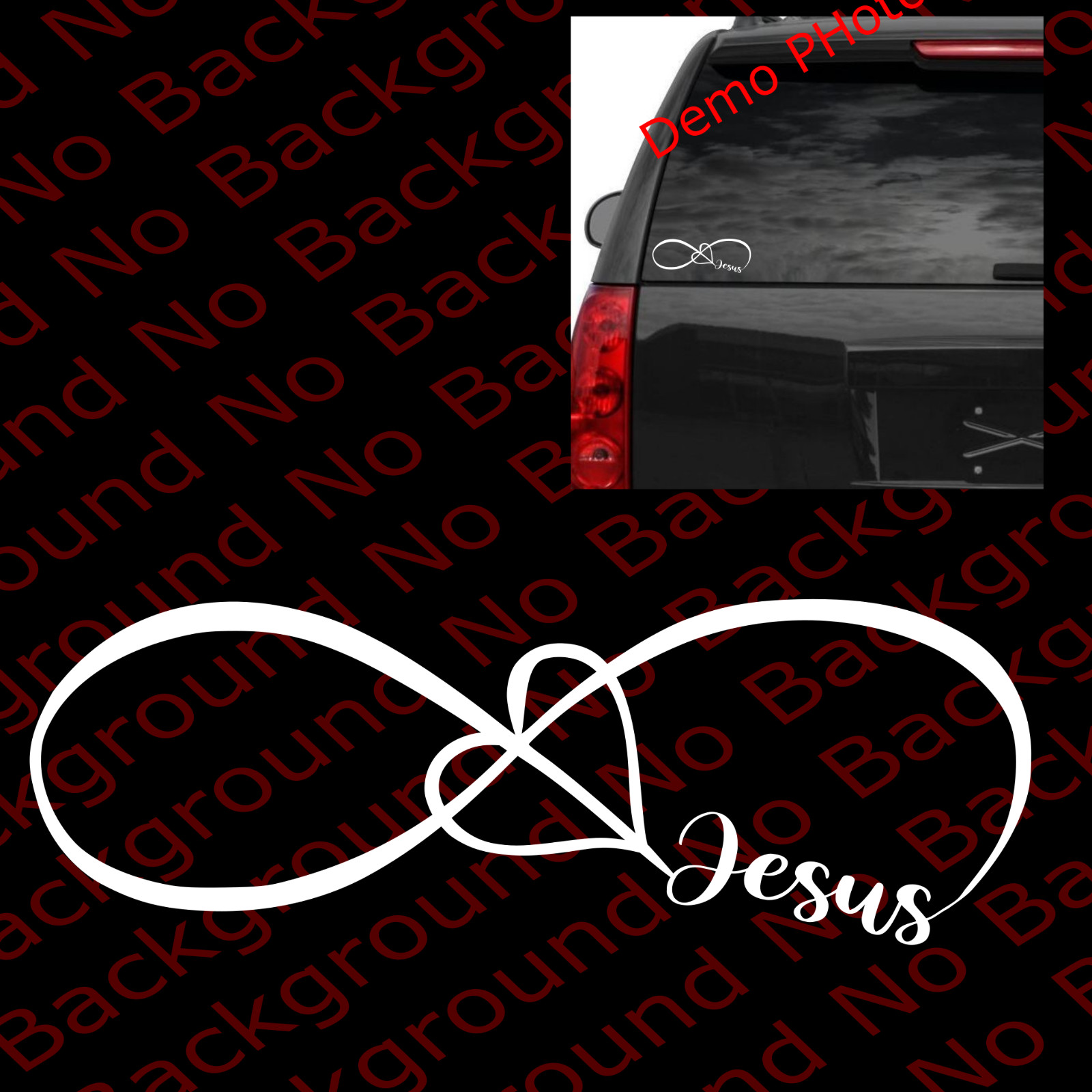 JESUS LOVE HEART INFINITY FOREVER SYMBOL VINYL DECAL CAR WINDOW STICKER FM004