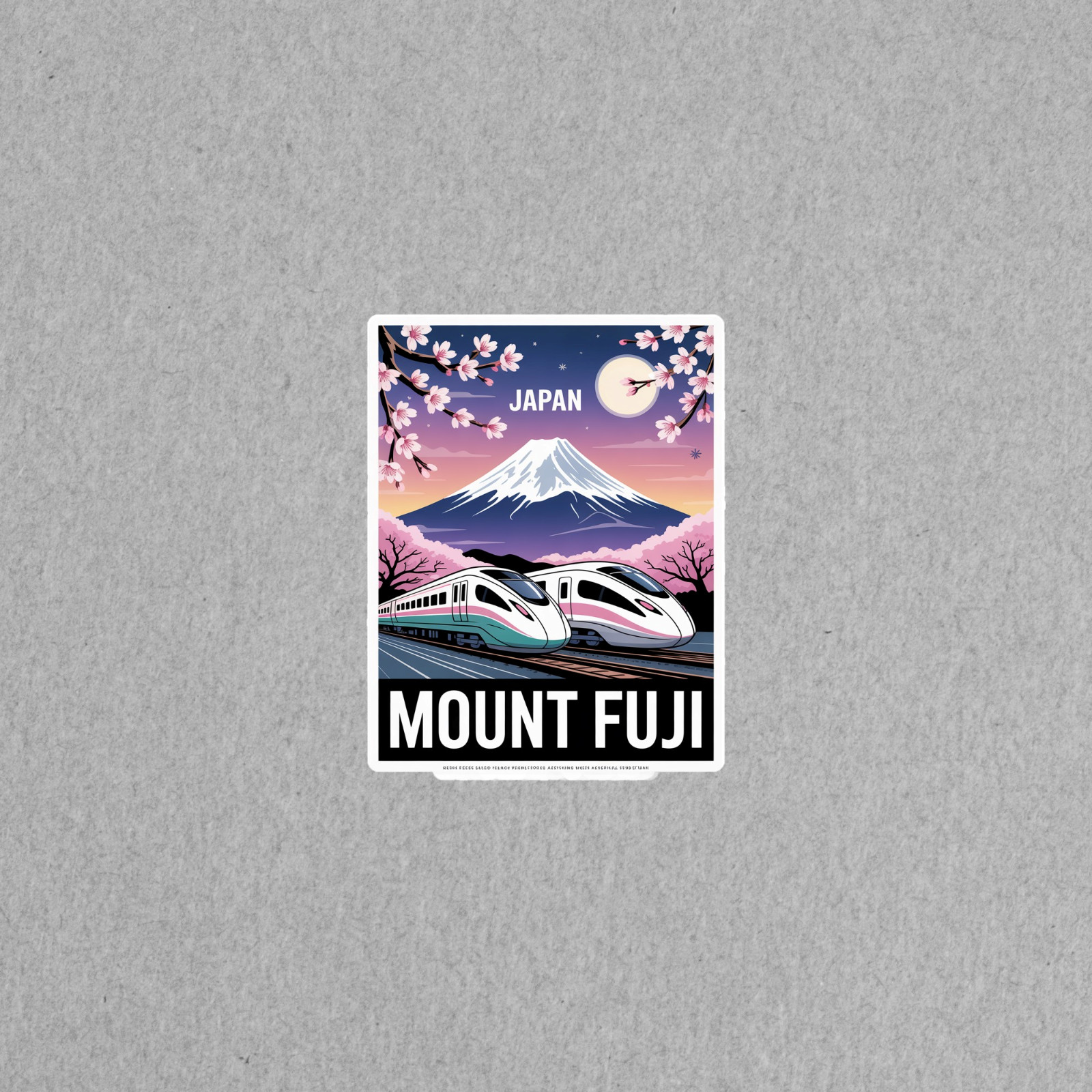 Scenic Mount Fuji Cherry Blossom Train Vintage Travel Sticker #7065